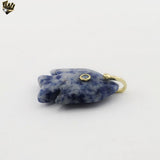 (1-2226-2) Gold Plated-  Sodalite Fish Pendant.