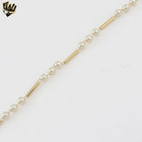 (1-0524) Gold Laminate - Bars and Pearls Bracelet - 7" - BGF