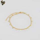 (1-0487) Gold Laminate - 1.5mm Curb Link Circles Charms Bracelet - BGF - 7"