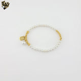 (MBRA-46) Stainless Steel - Good Luck Pearl Bracelet.