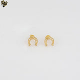 (1-1108-7) Gold Laminate - Horseshoe Stud Earrings - BGF