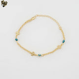 (1-0663) Laminado de oro - Pulsera con eslabones curvos contra el mal de ojo de 3 mm - BGF