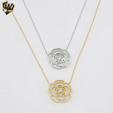 (4-7105) Stainless Steel - 1mm Link Rose Necklace - 16"