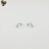 (2-3121) 925 Sterling Silver - Asymmetrical Square Stud Earrings.