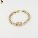 (1-60102) Gold Plated - 7.5mm Zircon Curb Link Butterfly Bracelet - 8"