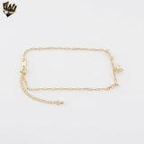 (1-0123) Gold Laminate - 2mm Paper Clip Link Anklet - 10" - BGF