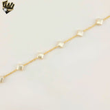 (1-0785-1) Gold Laminate -  Flower Paper Clip Link Bracelet - 7" - BGF