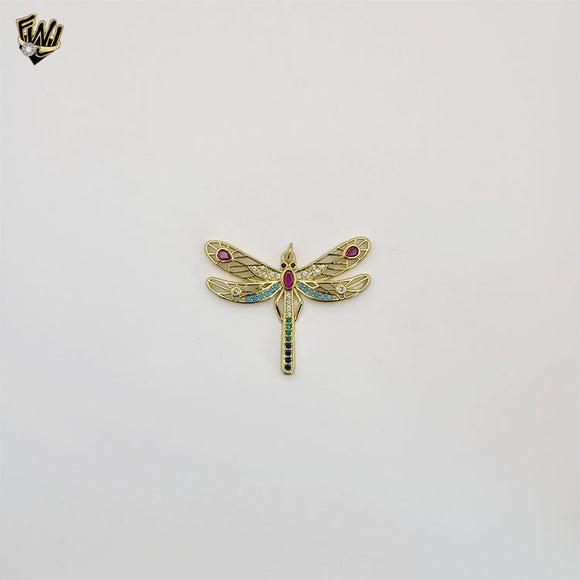 (1-2254-2) Gold Laminate - Dragonfly Multicolor Pendant - BGO