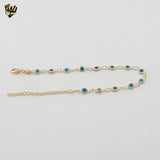 (1-0658) Laminado de oro - Pulsera de eslabones de mal de ojo de 2,5 mm - BGF