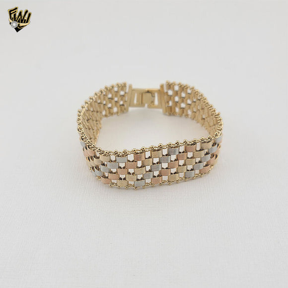 (1-0823) Gold Laminate - 20mm Three Tones Bracelet - 7.5