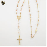 (1-3341-1) Gold Laminate - 3.75mm Three Tones Rosary Necklace - 24" - BGO.