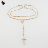 (1-3341-1) Gold Laminate - 3.75mm Three Tones Rosary Necklace - 24" - BGO.