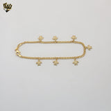 (1-0102) Gold Laminate - 3mm Curb Link Charms Anklet - 9.5” - BGF