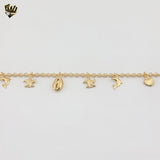 (1-0185) Gold Laminate - 3mm Link Charms Anklet - 10" - BGF