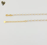 (1-0164) Gold Laminate - 4mm Pearls Anklet - 10.5" - BGO