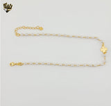 (1-0164) Gold Laminate - 4mm Pearls Anklet - 10.5" - BGO