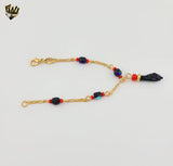 (1-0990) Laminado de oro - Pulsera con dijes de elefantes de 1 mm - 7,5" - BGF