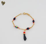 (1-0990) Laminado de oro - Pulsera con dijes de elefantes de 1 mm - 7,5" - BGF