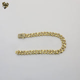 (1-0853) Gold Laminate - 6.5mm Zircon Curb Link Bracelet 8"- BGO