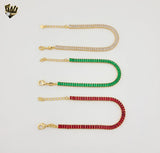 (1-0505) Gold Laminate - Baguette Zircon Bracelet - 7" - BGF