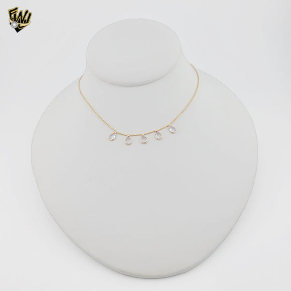(1-6238-1) Gold Laminate - Box Link Zircon Necklace - BGF
