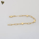 (1-0735-1) Gold Laminate - Paper Clip Link Heart Bracelet - BGF