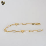 (1-0735-1) Gold Laminate - Paper Clip Link Heart Bracelet - BGF