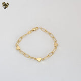 (1-0735-1) Gold Laminate - Paper Clip Link Heart Bracelet - BGF