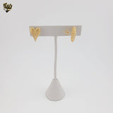 (1-1221-3) Gold Laminate - Texturized Heart Stud Earrings - BGF