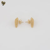 (1-1221-3) Gold Laminate - Texturized Heart Stud Earrings - BGF