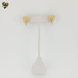 (1-1221-3) Gold Laminate - Texturized Heart Stud Earrings - BGF