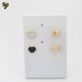 (1-1213) Laminado de Oro - Pendientes Clip Flor - BGO