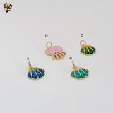 (1-2180) Gold Laminate - Sea Enamel Pendants - BGO