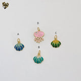(1-2180) Gold Laminate - Sea Enamel Pendants - BGO