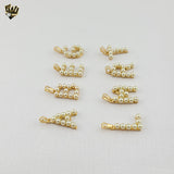 (1-2496-1) Gold Laminate - Pearl Letter Pendants - BGF