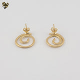 (1-1222-6) Gold Laminate - Spiral Stud Earrings - BGF