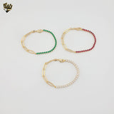 (1-0625) Gold Laminate - Zircon Combined Link Bracelet - 7" - BGF