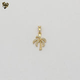 (1-2271) Gold Laminate - Zircon Palm Tree Pendant - BGF