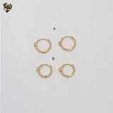 (1-2521-1) Laminado dorado - Pendientes Huggie pequeños con circonitas - BGF