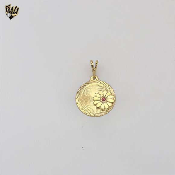(1-2397-2) Gold Laminate- Round Flower Pendant - BGF