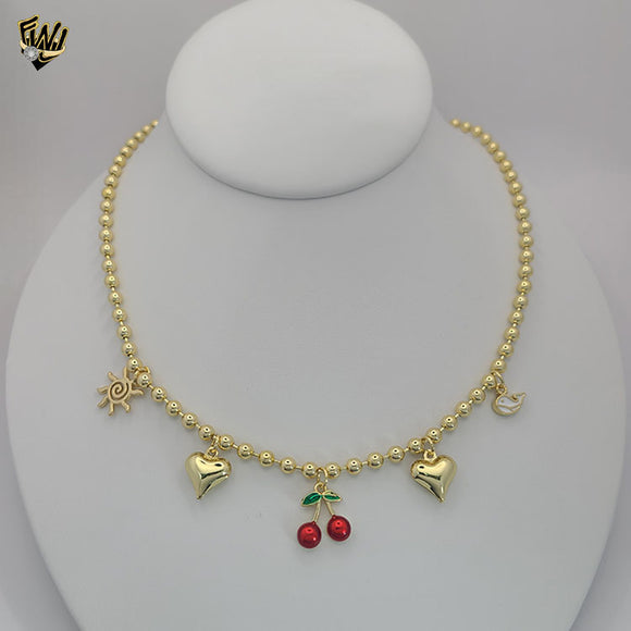 (1-6213) Gold Laminate - Summer Charms Balls Necklace - BGO