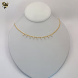 (1-6139) Gold Laminate - Hanging Zircon Pendants Necklace - BGF