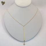 (1-6197) Gold Laminate - Tie Zircon Necklace- BGF