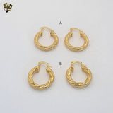 (1-2611-2) Gold Laminate - Twisted Hoops - BGO