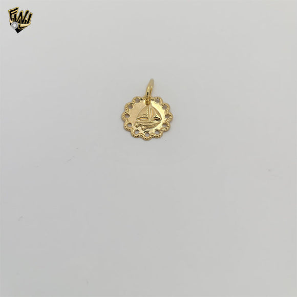 (1-2045-1) Gold Laminate - Boat Medal Pendant - BGF