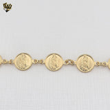 (1-0830) Gold Laminate - 8.5mm Guadalupe Virgin Bracelet - 7.5" - BGF