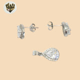(2-6410) 925 Sterling Silver - Teardrop Zircon Set.