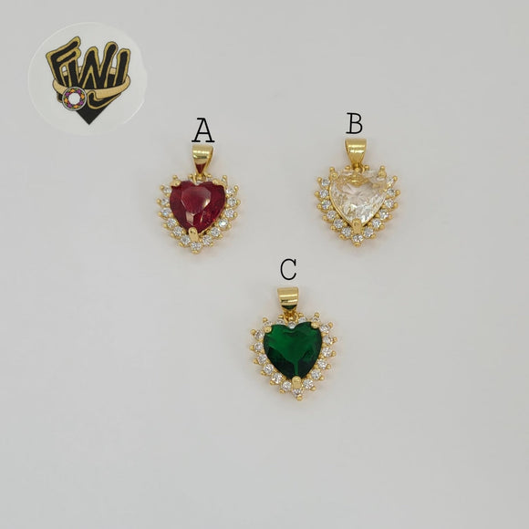 (1-2467-4) Laminado de Oro - Colgantes de Corazón de Zircon - BGO