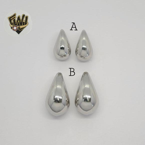 (4-2143) Stainless Steel - Chunky Teardrop Earrings.