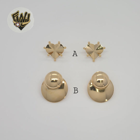 (1-1218-1) Gold Laminate - Stud Flat Earrings - BGF